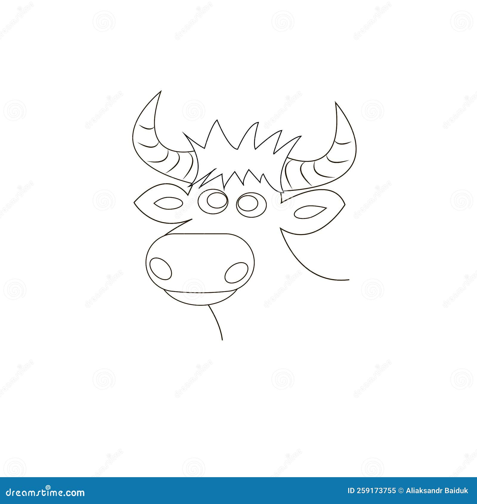 Vector Image of a Cow S Head with Horns. Stock Vector Illustration of