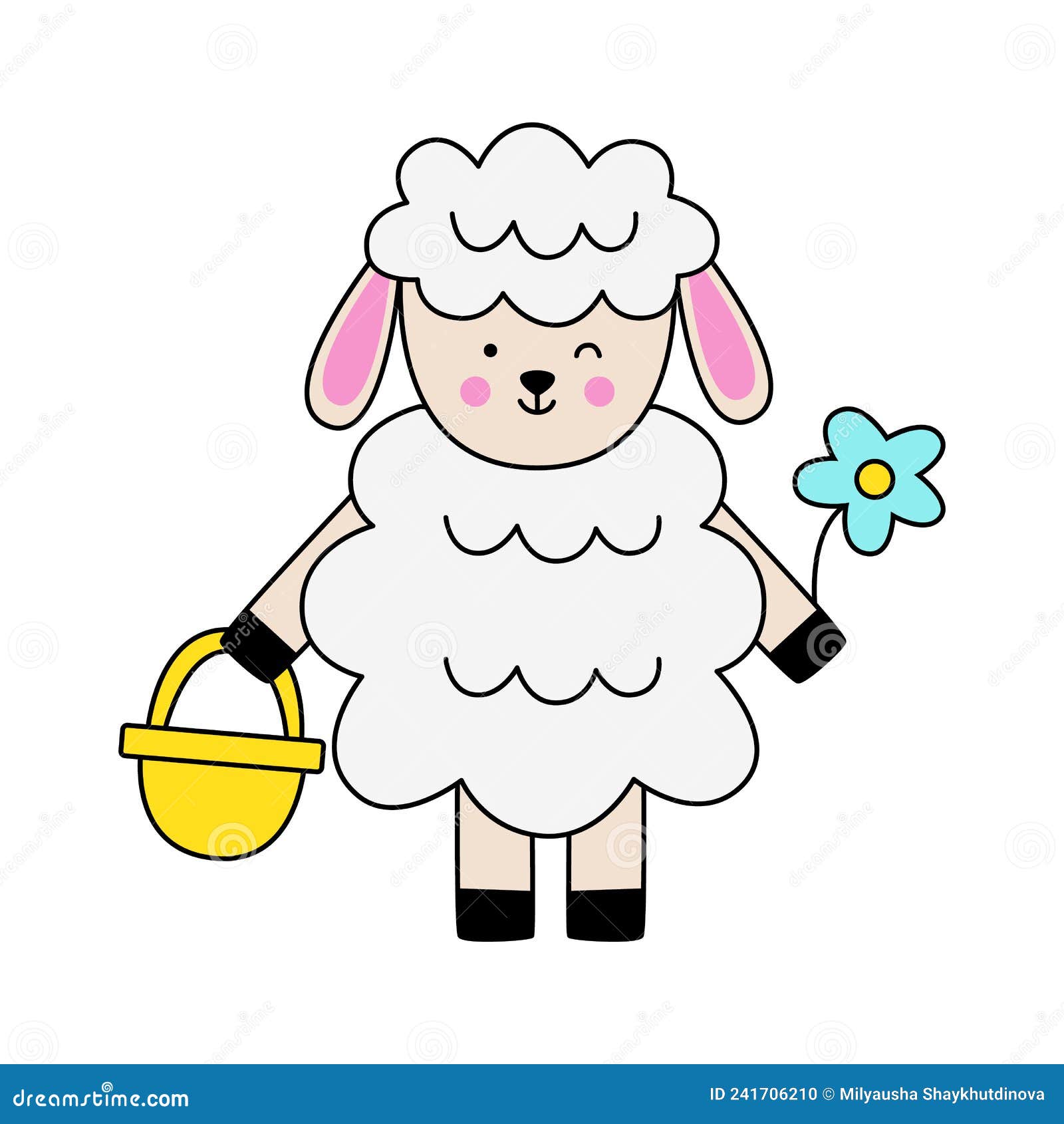 Vector Image of Cute Cartoon Easter Lamb. Stock Vector Illustration