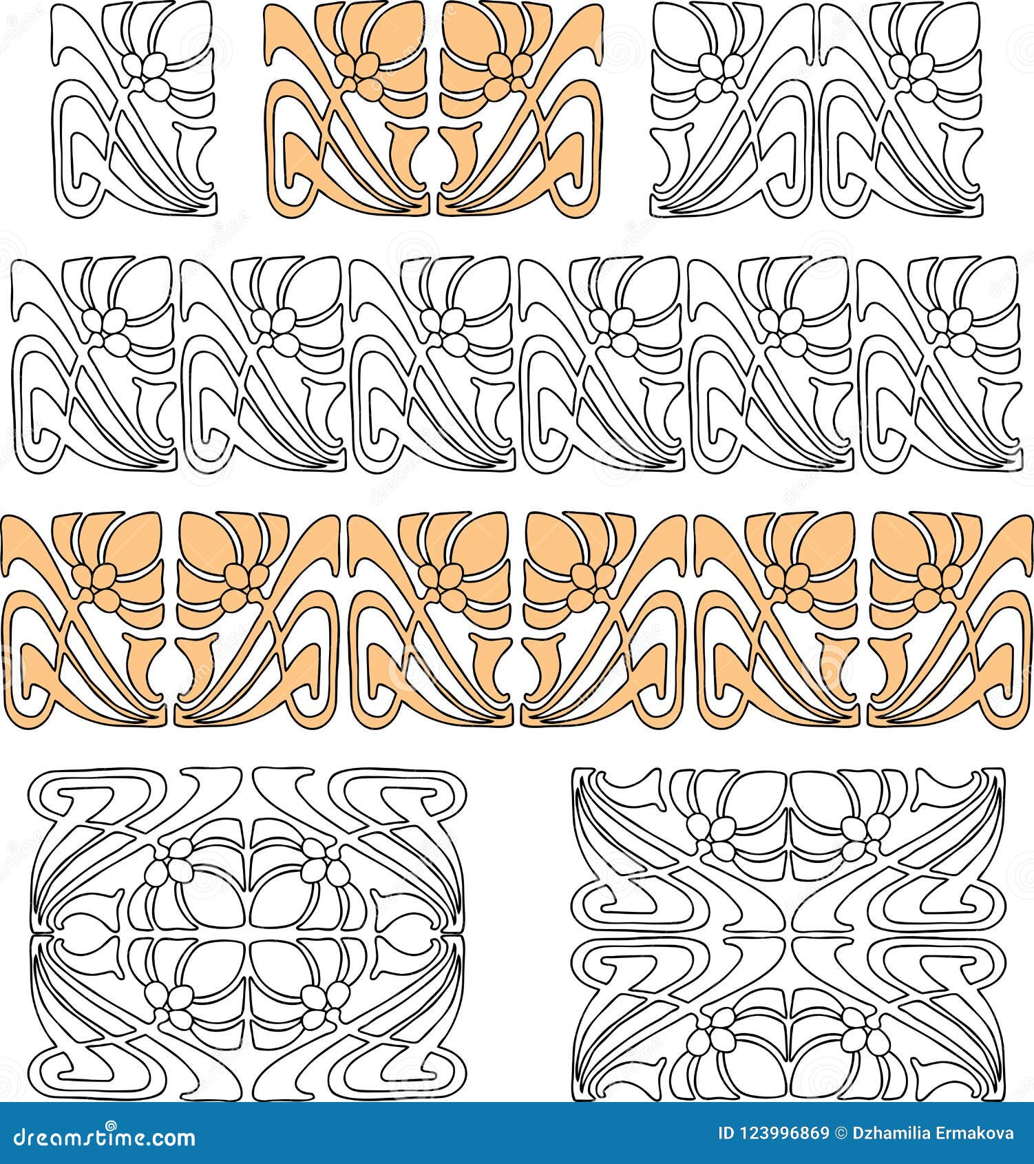 Download Vector Design Elements In Art Nouveau Style Stock Vector ...
