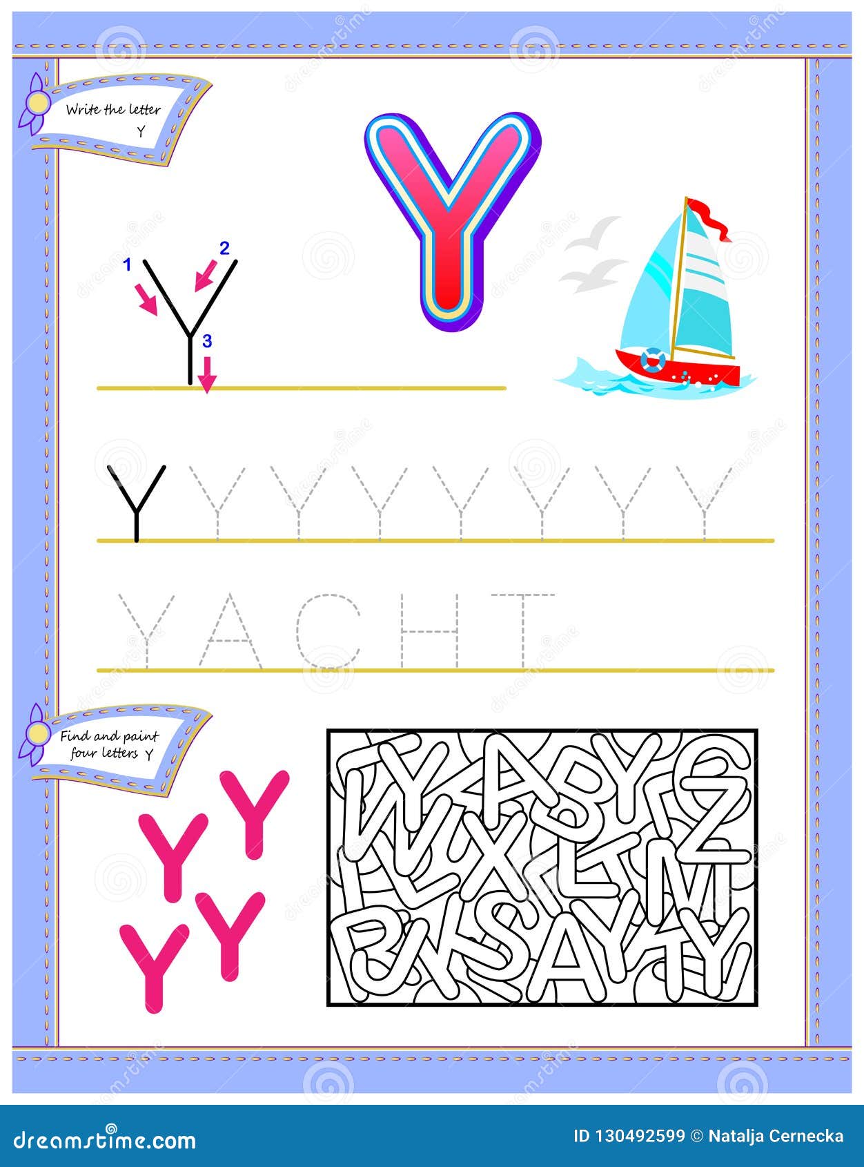 Worksheet For Kids With Letter Y For Study English Alphabet. Logic