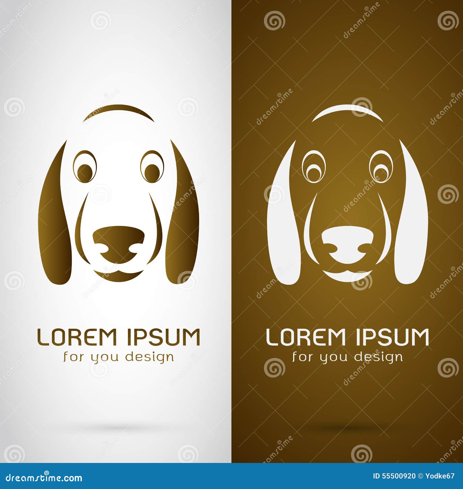 dream white of symbol dog design on brown white and background, background Logo, dog Symbol face