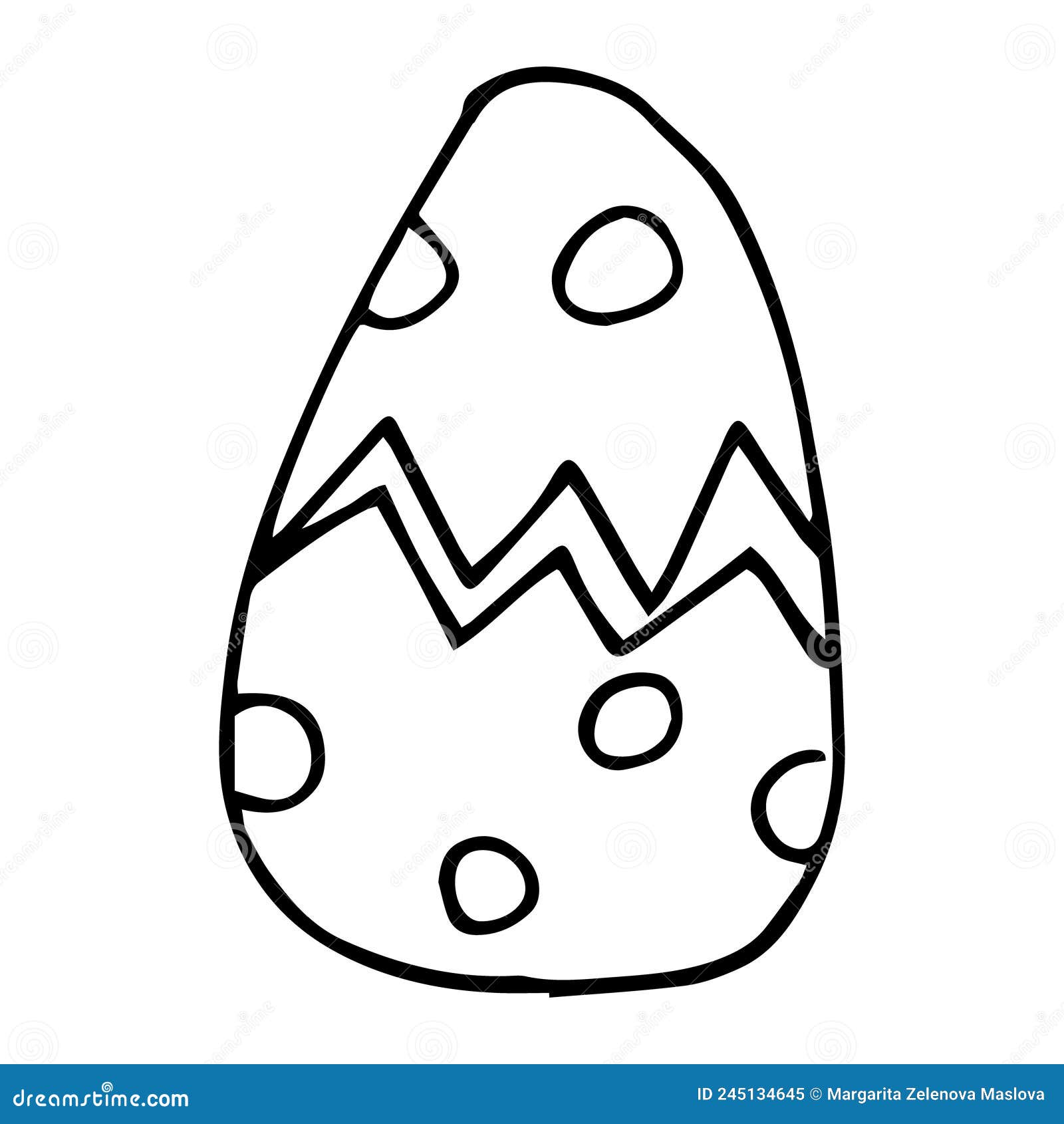 Vector Image of a Doodle Egg with an Ornament. Stock Vector