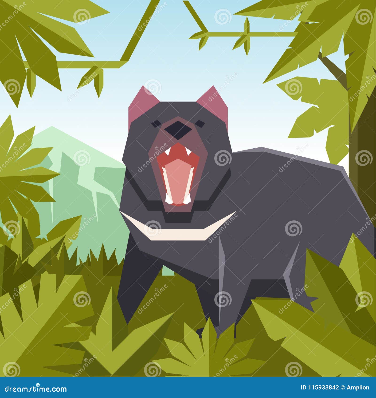 Tasmanian Devil Icon Cartoon Endangered Wild Australian Animal Symbol