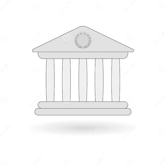 Vector Image of Flat White Law House with Columns Icon with Shadow