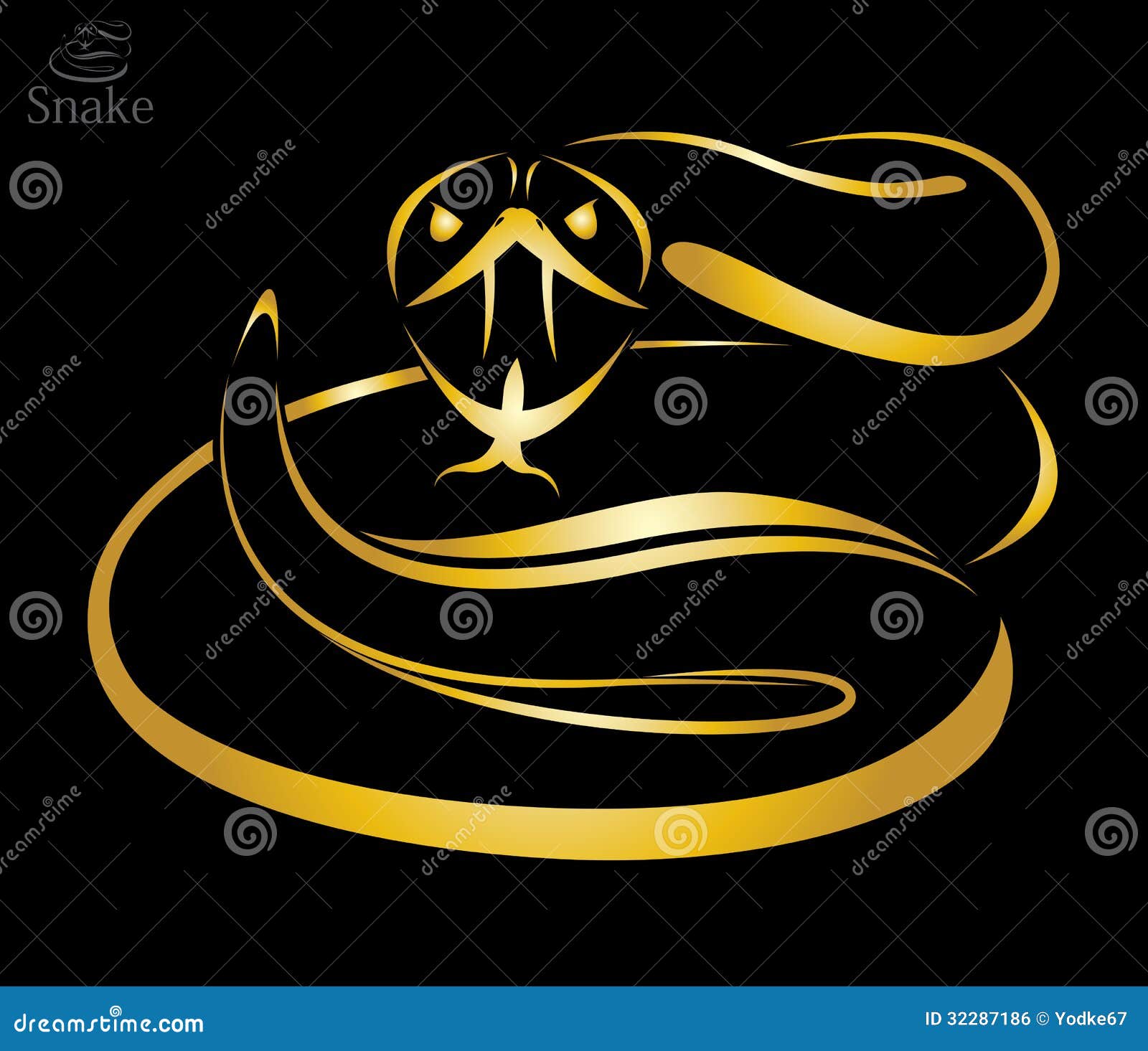 Vector Image of a Golden Snake Stock Vector - Illustration of death