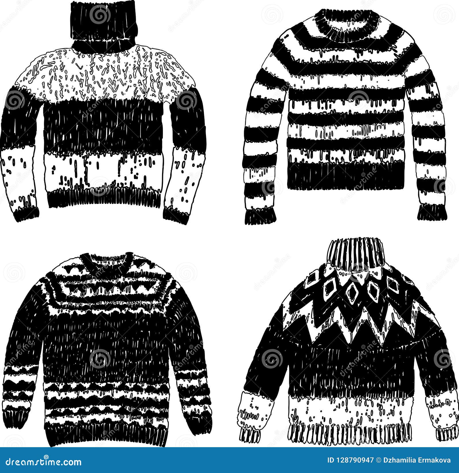 A Set of Warm Knitted Sweaters Stock Vector - Illustration of isolated ...