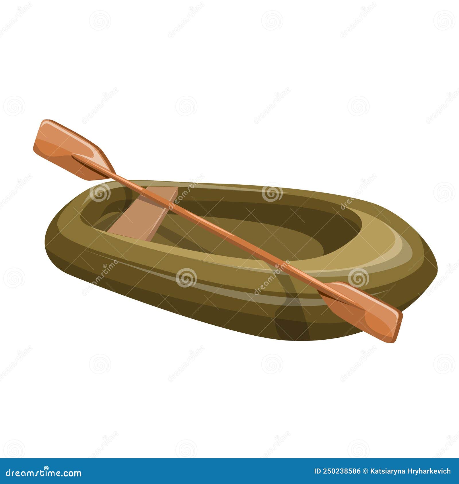Vector Image of an Inflatable Boat with Oars Stock Vector