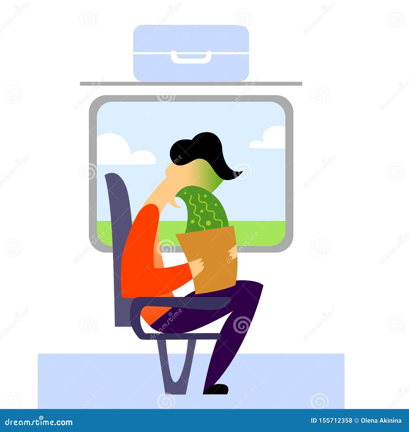 A Vector Image of a Man in the Transport with Motion Sickness. a Color
