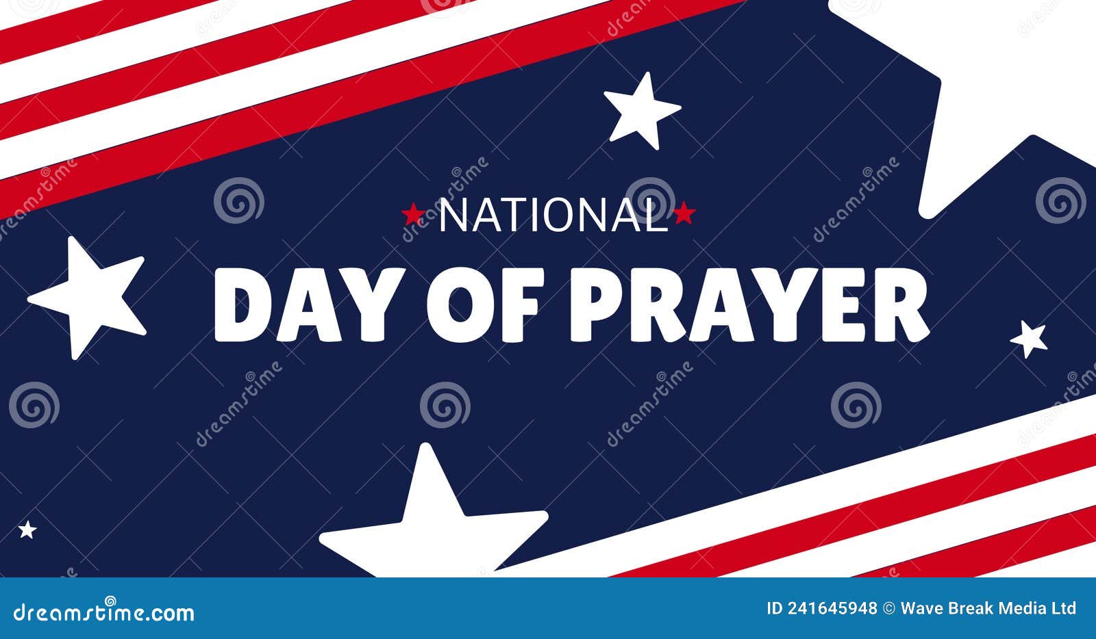  image of national day of prayer text with star s on american flag pattern flyer