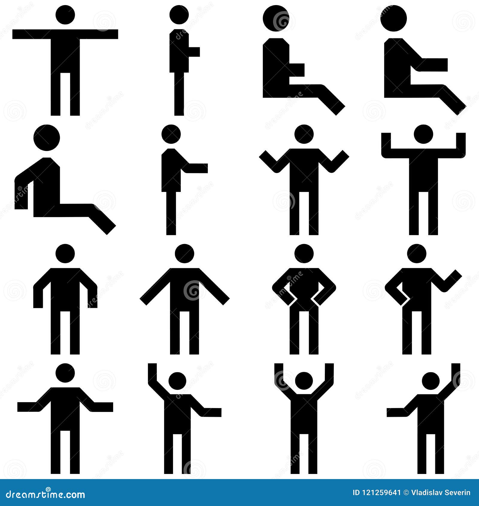 Vector Image Set of Posture People Icons. Stock Illustration ...
