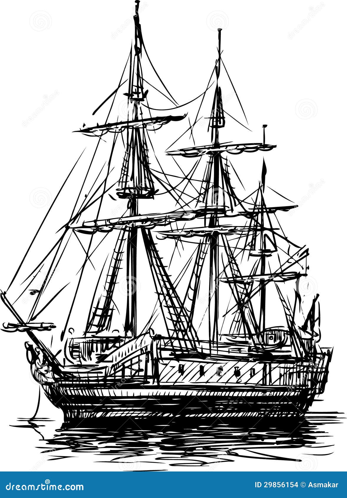 ancient sailboat drawing