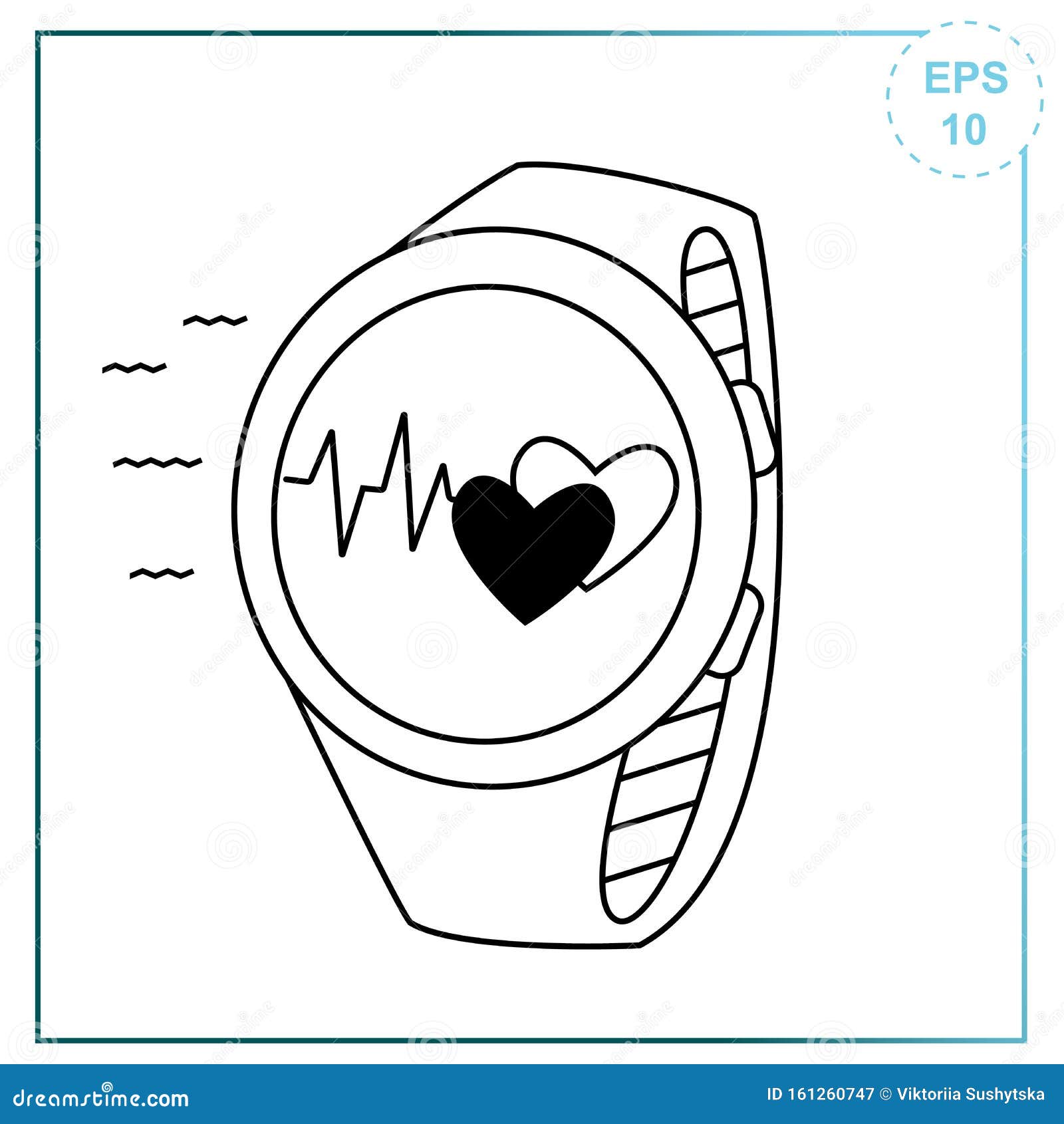 wrist watch clipart black and white hearts