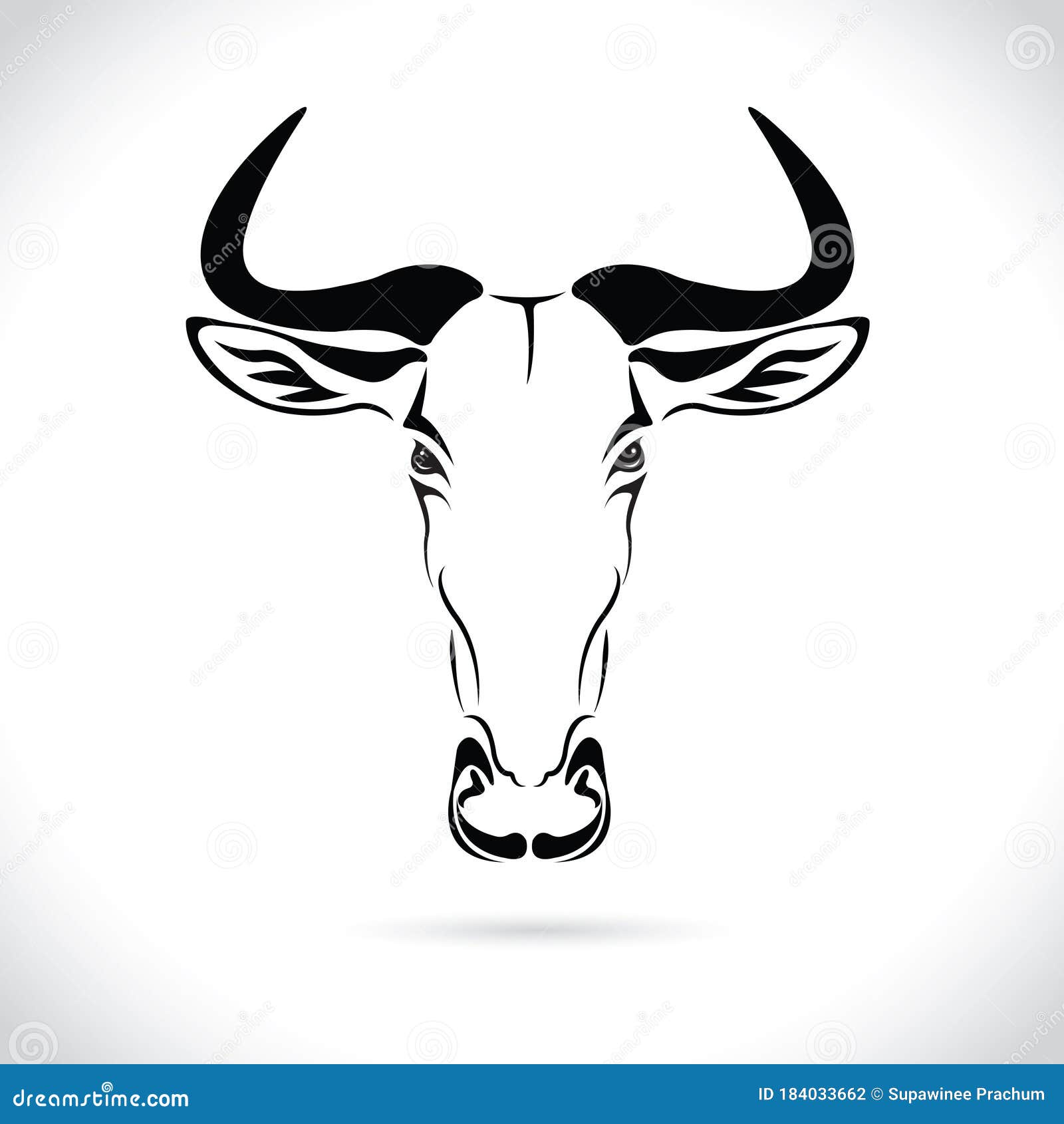  image of an wildebeest head  on the white background