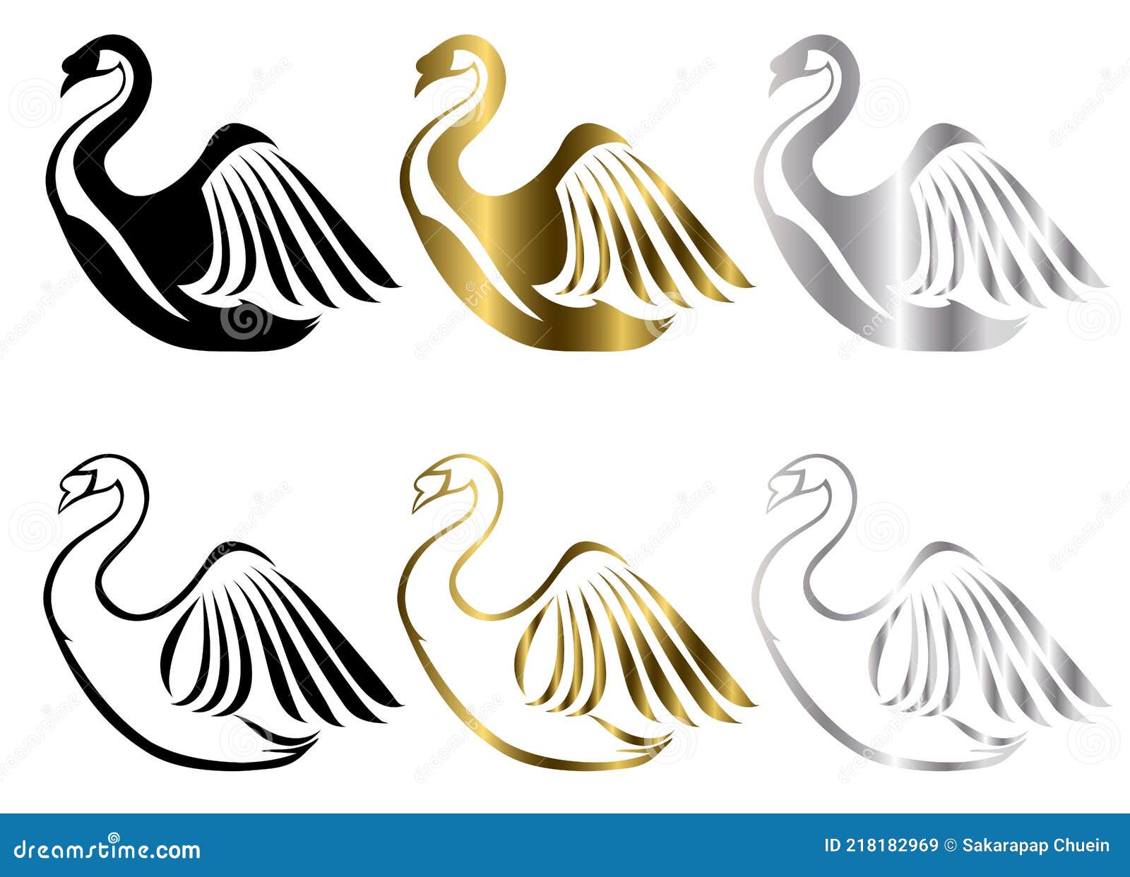 The Swan Symbol One Line. Cartoon Vector 201755311