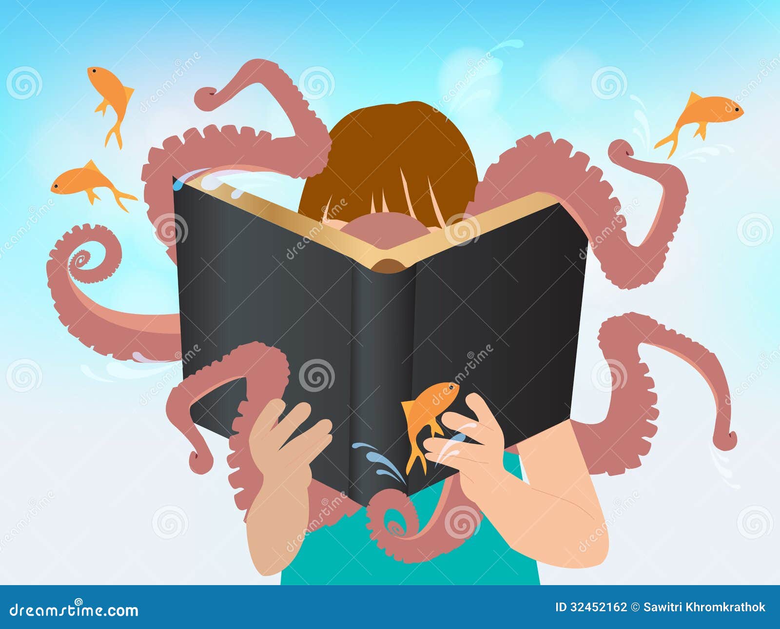 Vector Imagination Concept Children Reading Story Stock Vector - Image