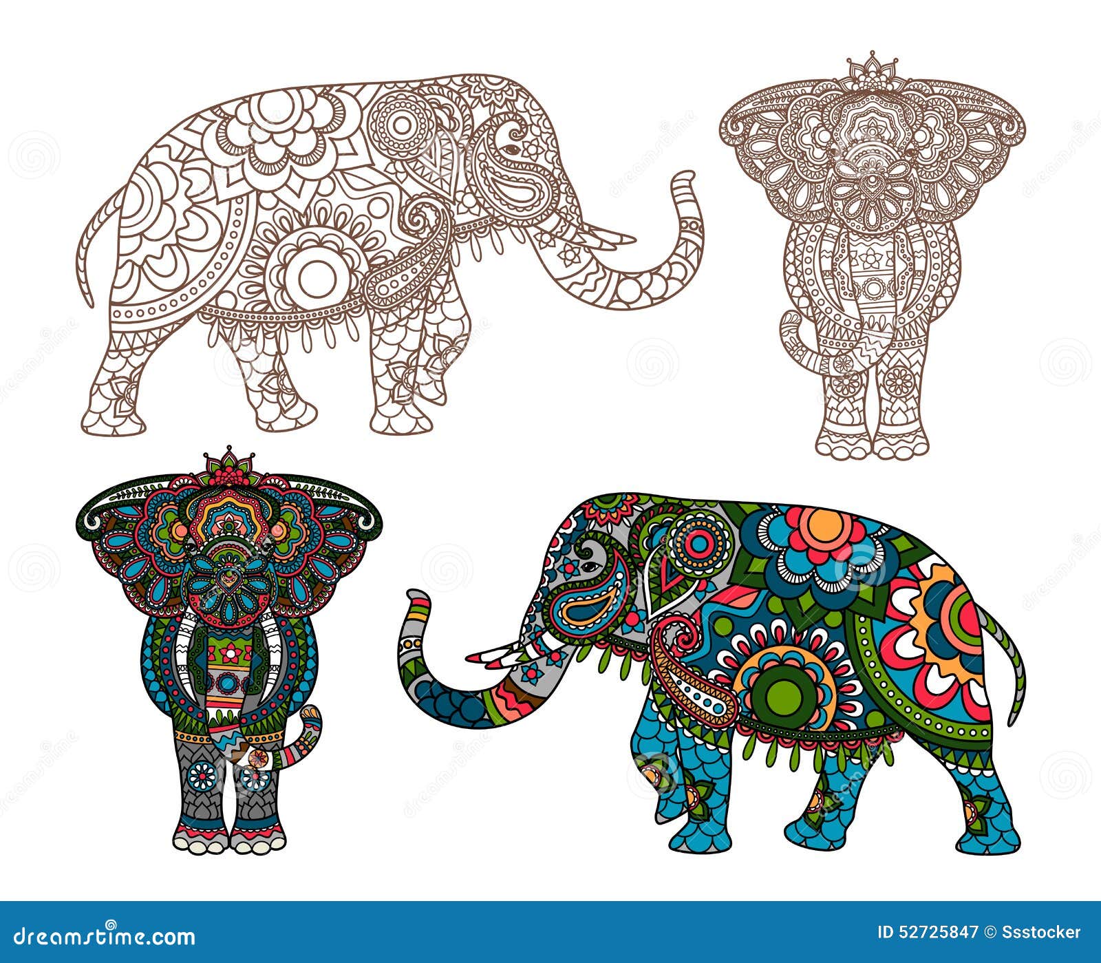 Vector Indian elephant stock vector. Illustration of cultural - 52725847