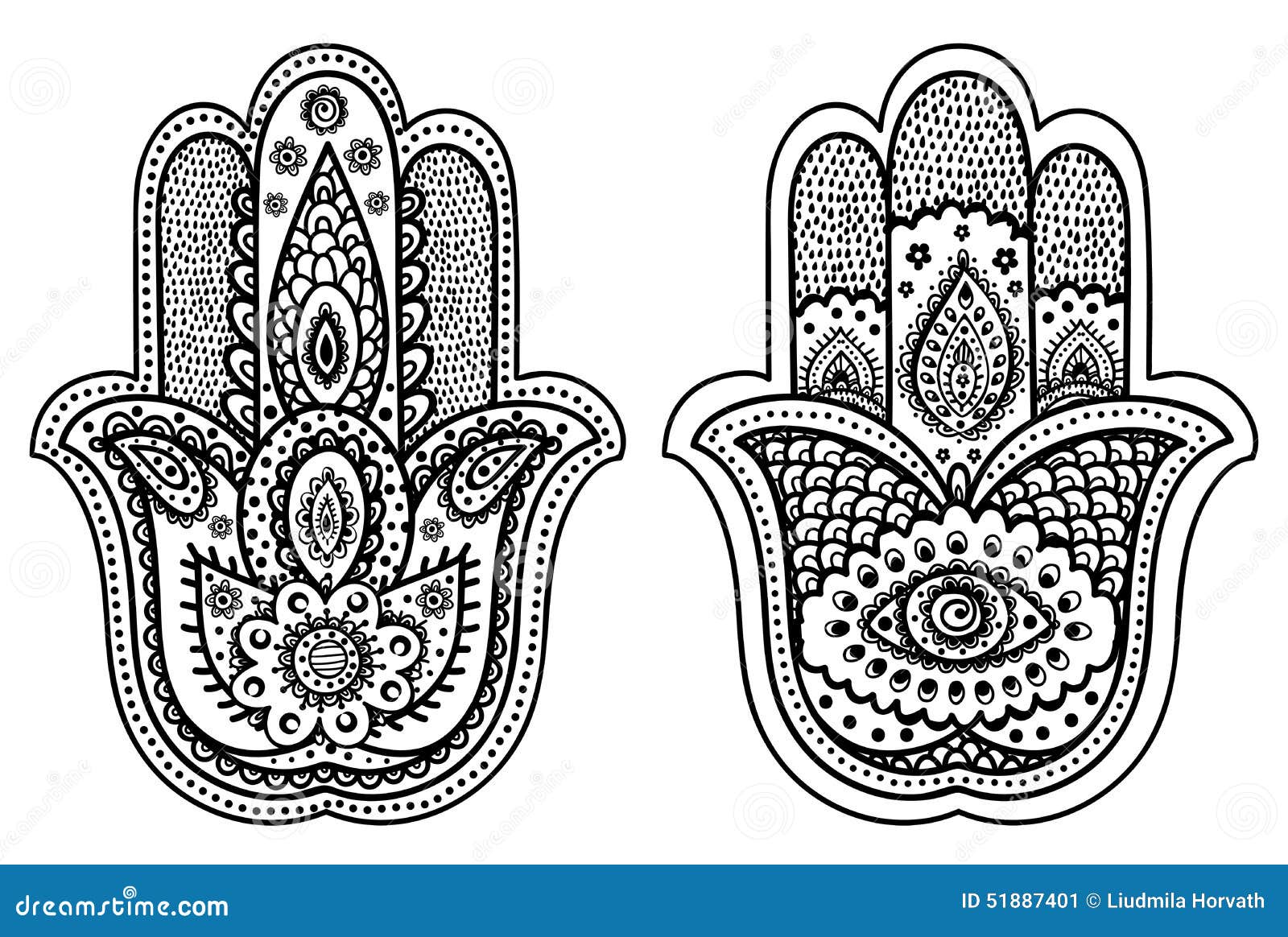 Vector Indian Hand Drawn Hamsa with Ornaments Stock Vector ...