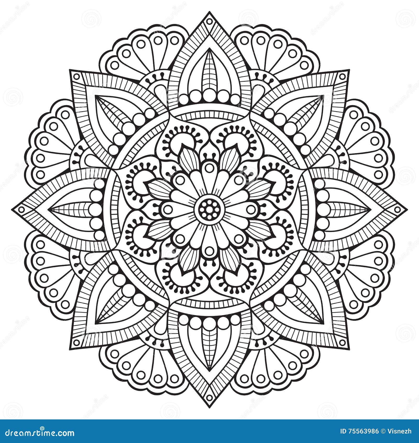 Vector Indische Mandala Vector Illustratie Illustratie Bestaande Uit Zaken