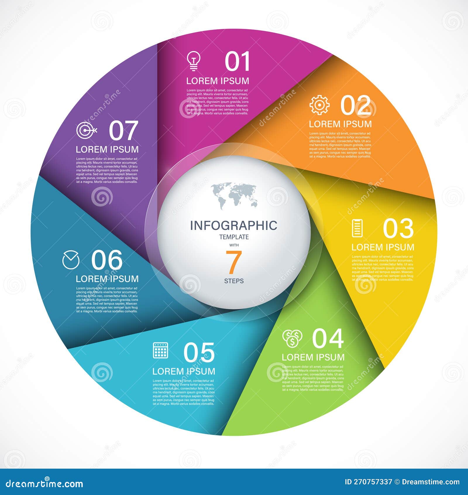  infographic circle. cycle diagram with 7 steps. round chart that can be used for report, presentation.