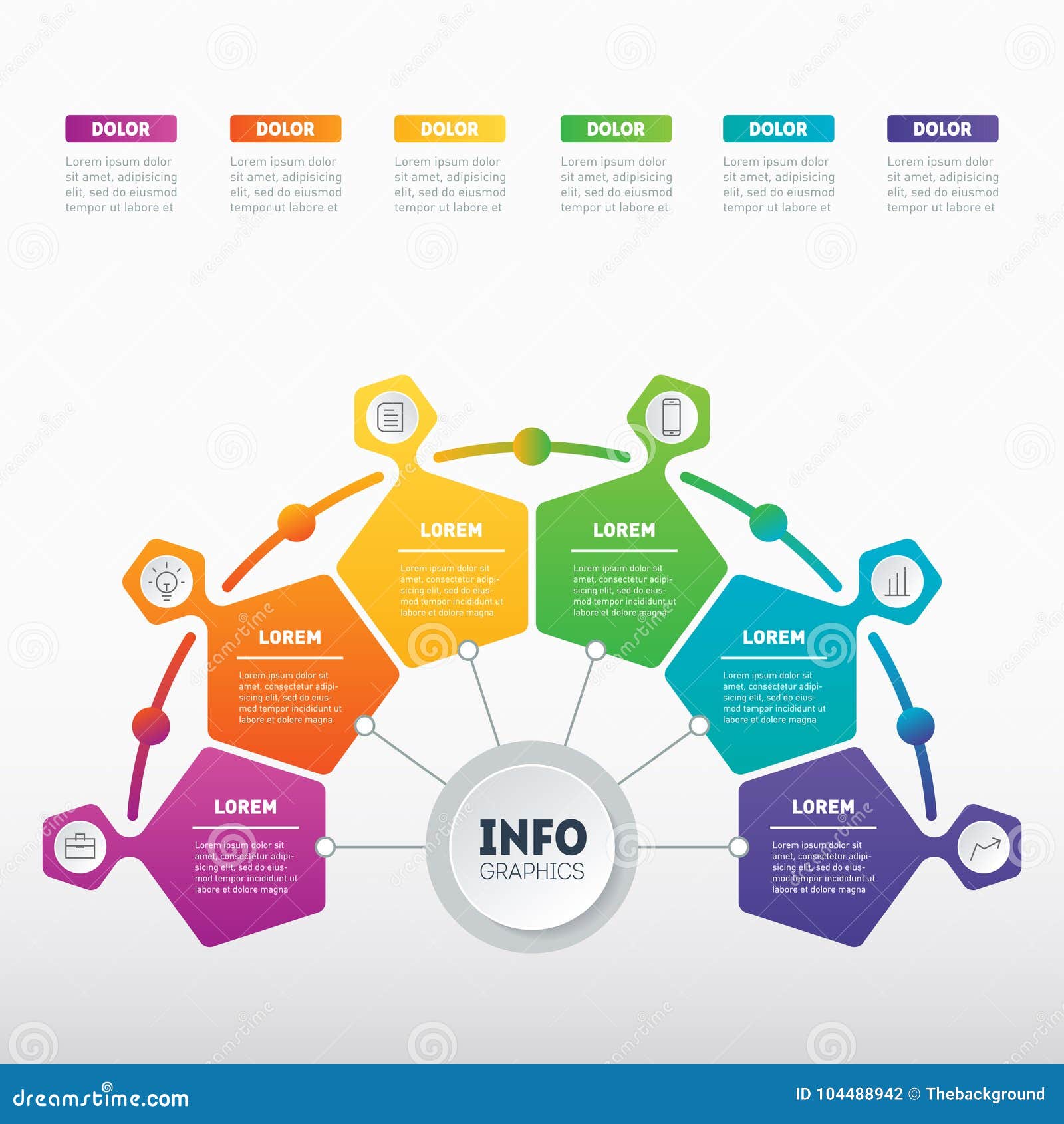 Vector Infographic Con 6 Procesos Ejemplos Del 