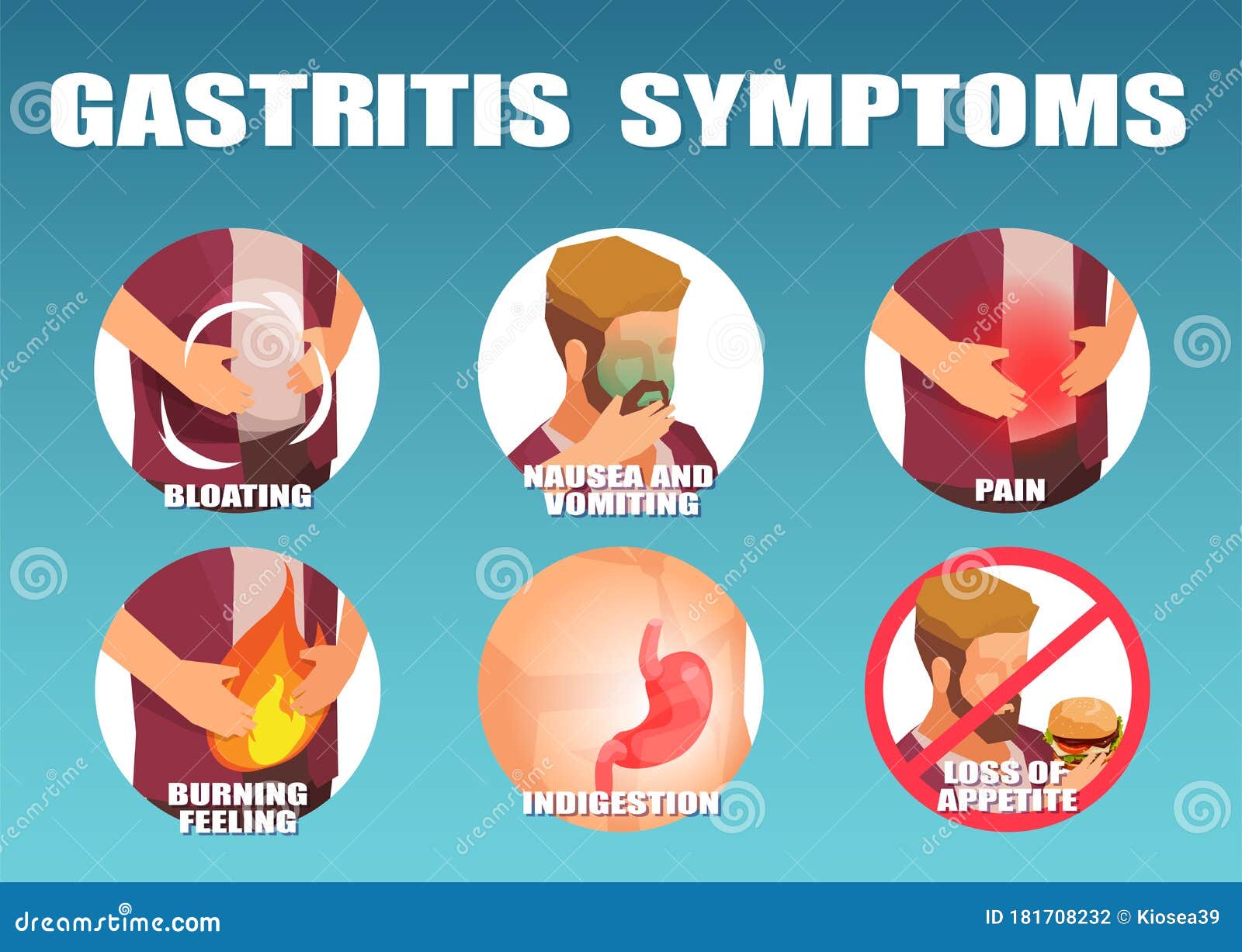  infographic of a man with gastritis symptoms