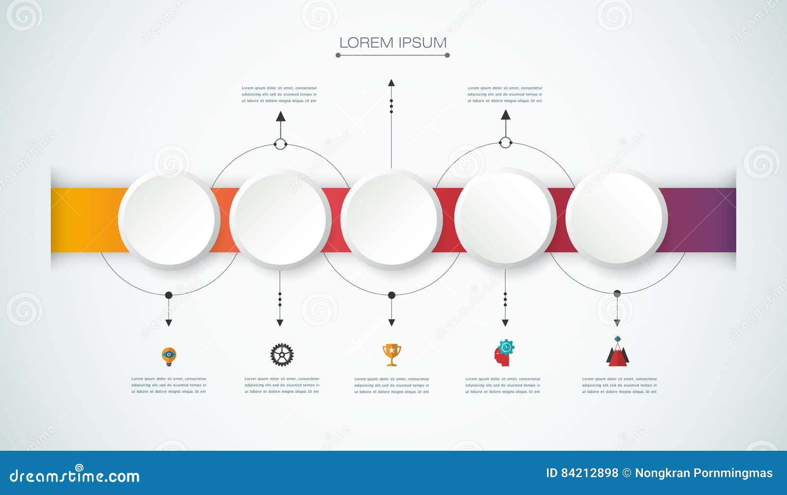  infographic timeline with 3d paper label, integrated circles background