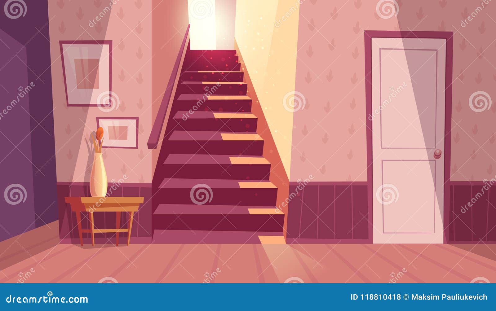  interior with staircase, stairs in house