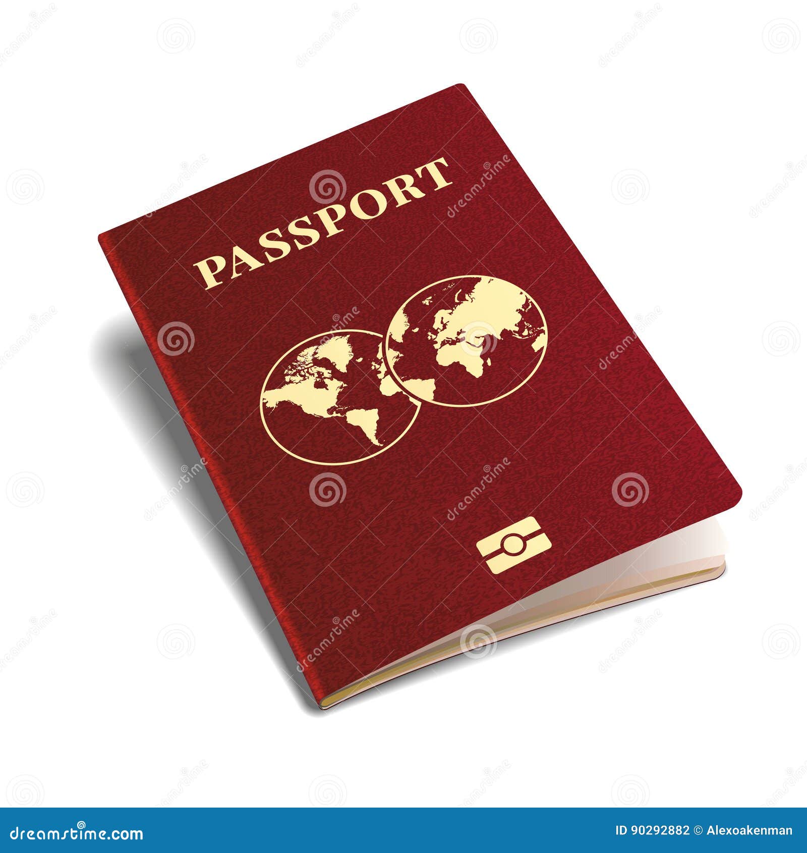 Vector International Passport Red Cover Isometric 3d Template Stock