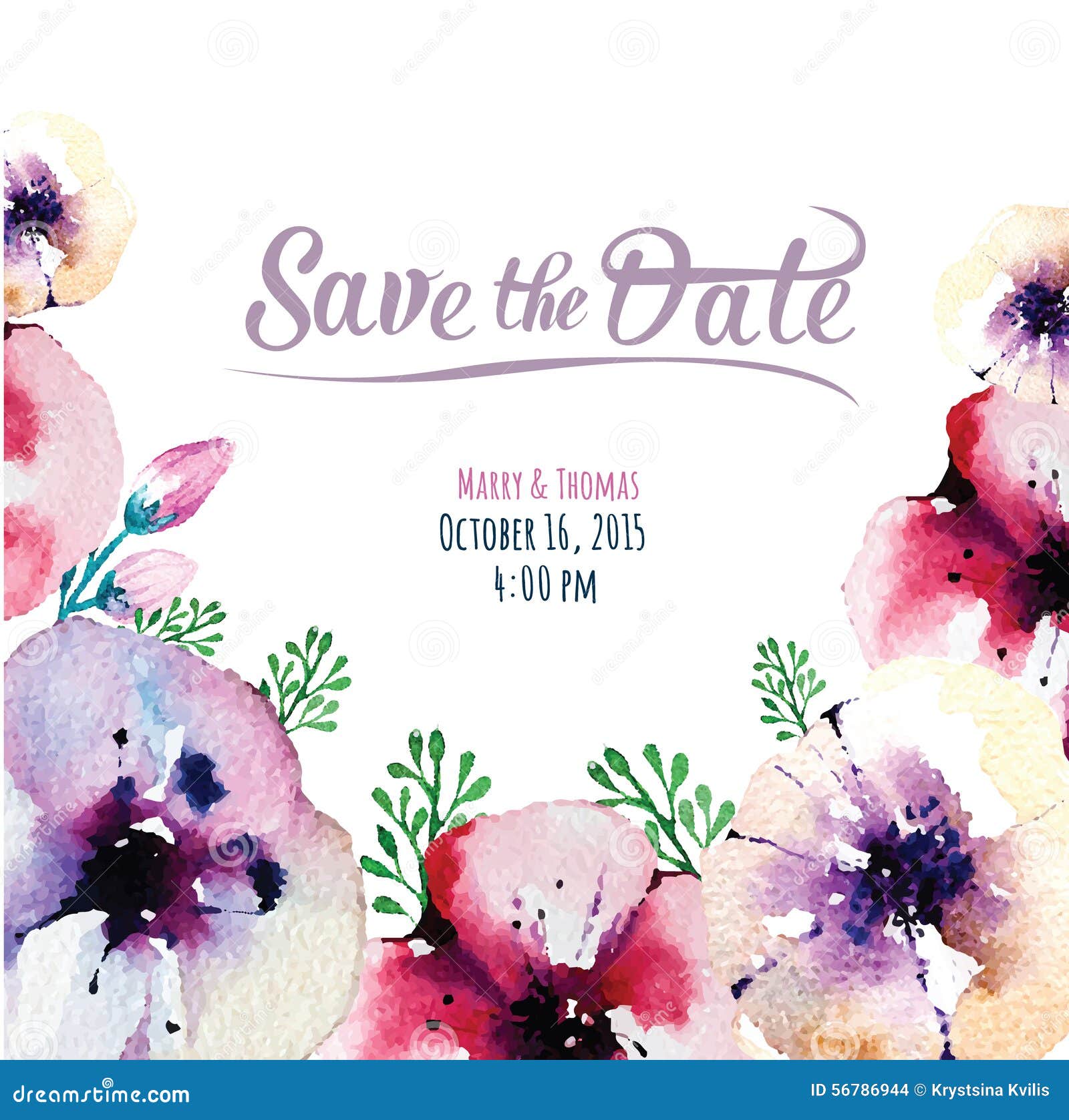 Download Vector Invitation Card With Watercolor Elements Stock ...