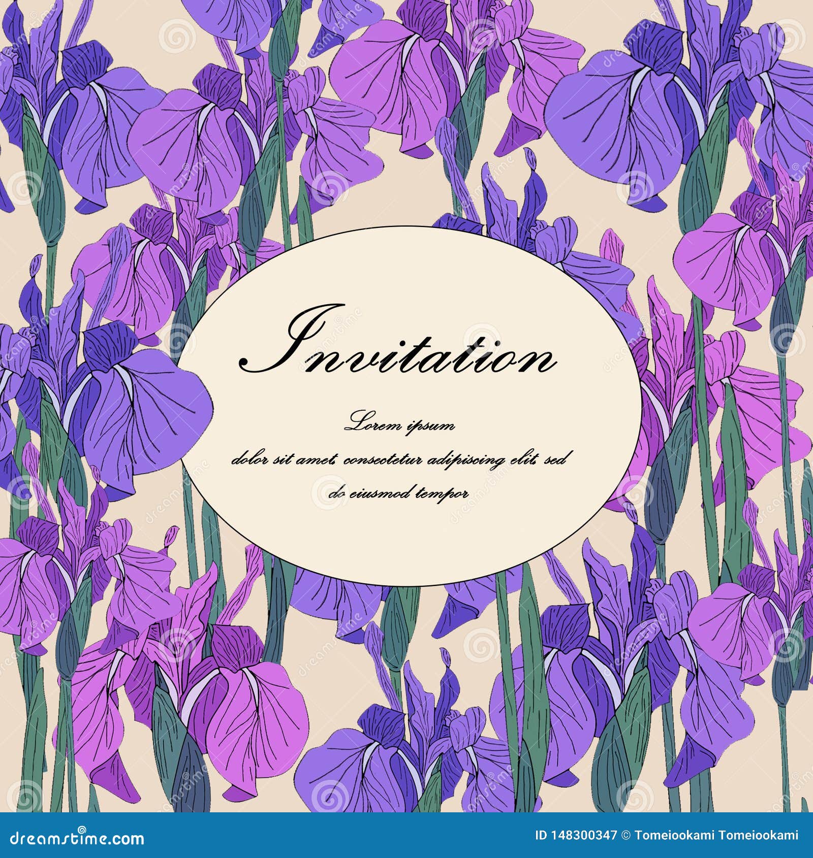 Vector Iris floral botanical flower. Wedding background card floral decorative border. Elegant card illustration