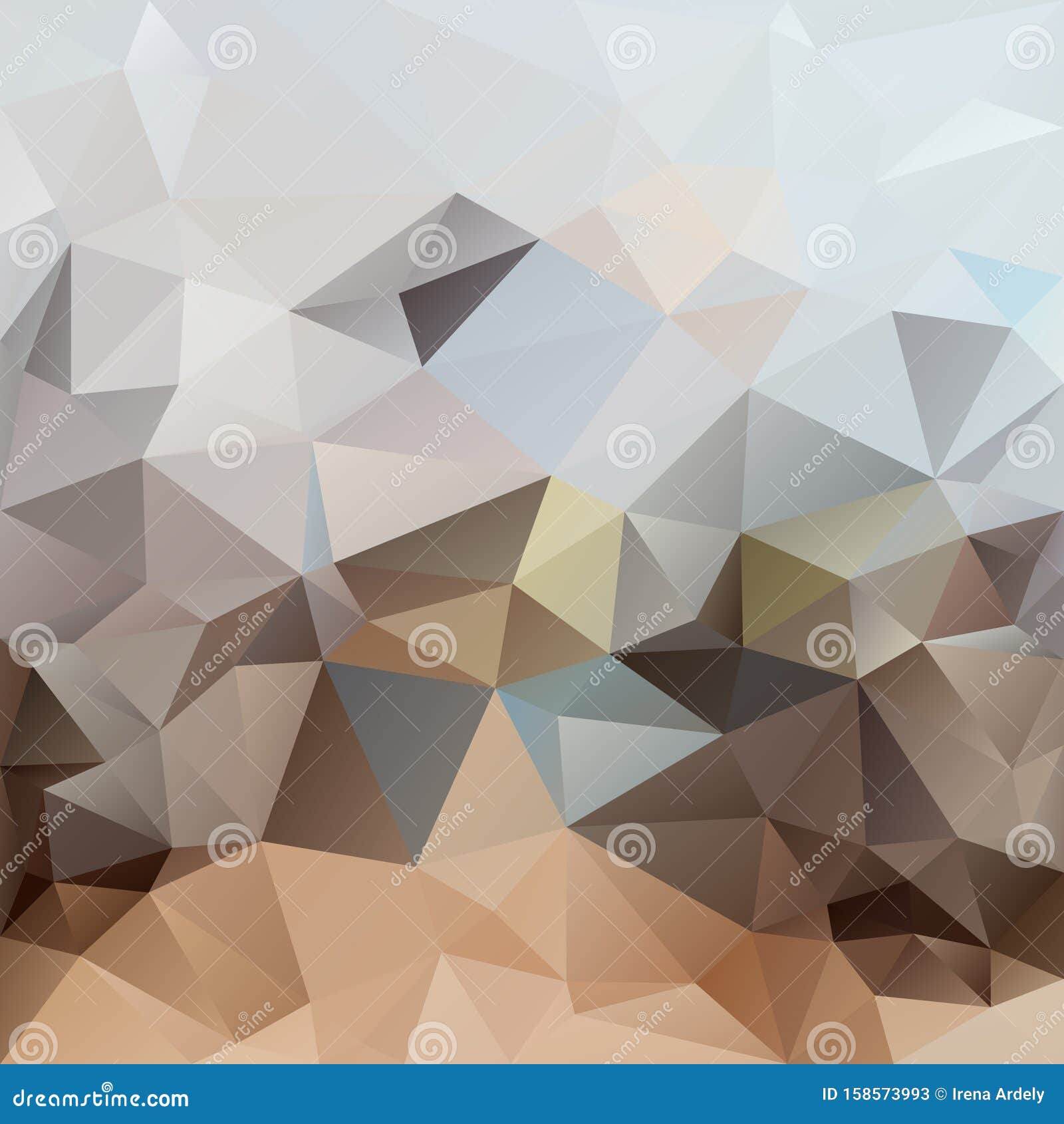  irregular polygon square background - triangle low poly pattern - brown, beige, tan, sand, grey, white color