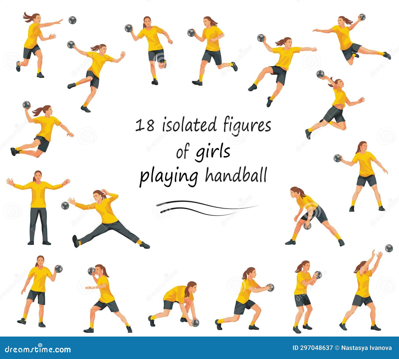 18 Vector Isolated Figures of Women S Handball Players and Goalkeepers ...