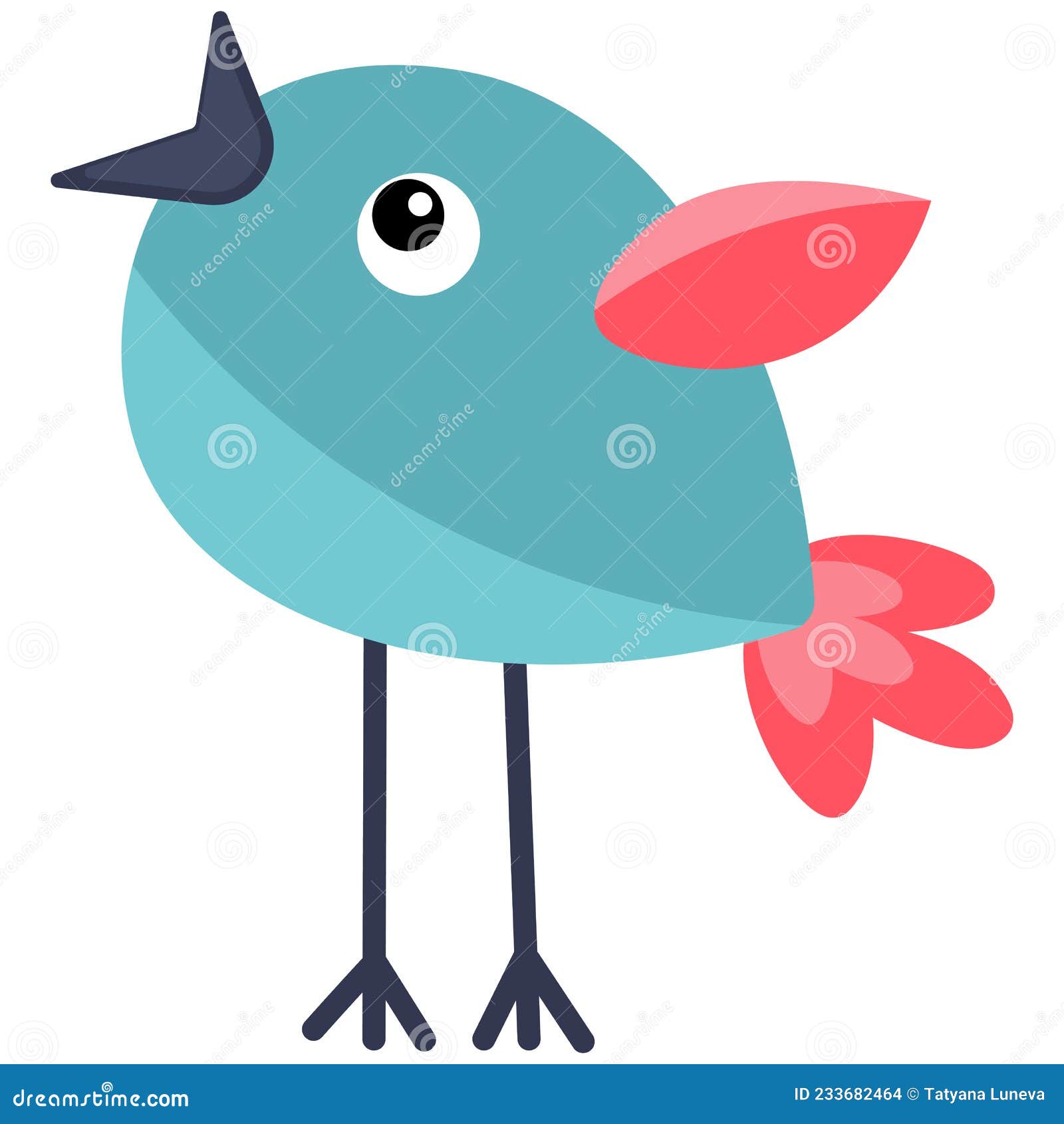 cute abstract flat bird in blue.    in minimalism style. transparent background. close-up