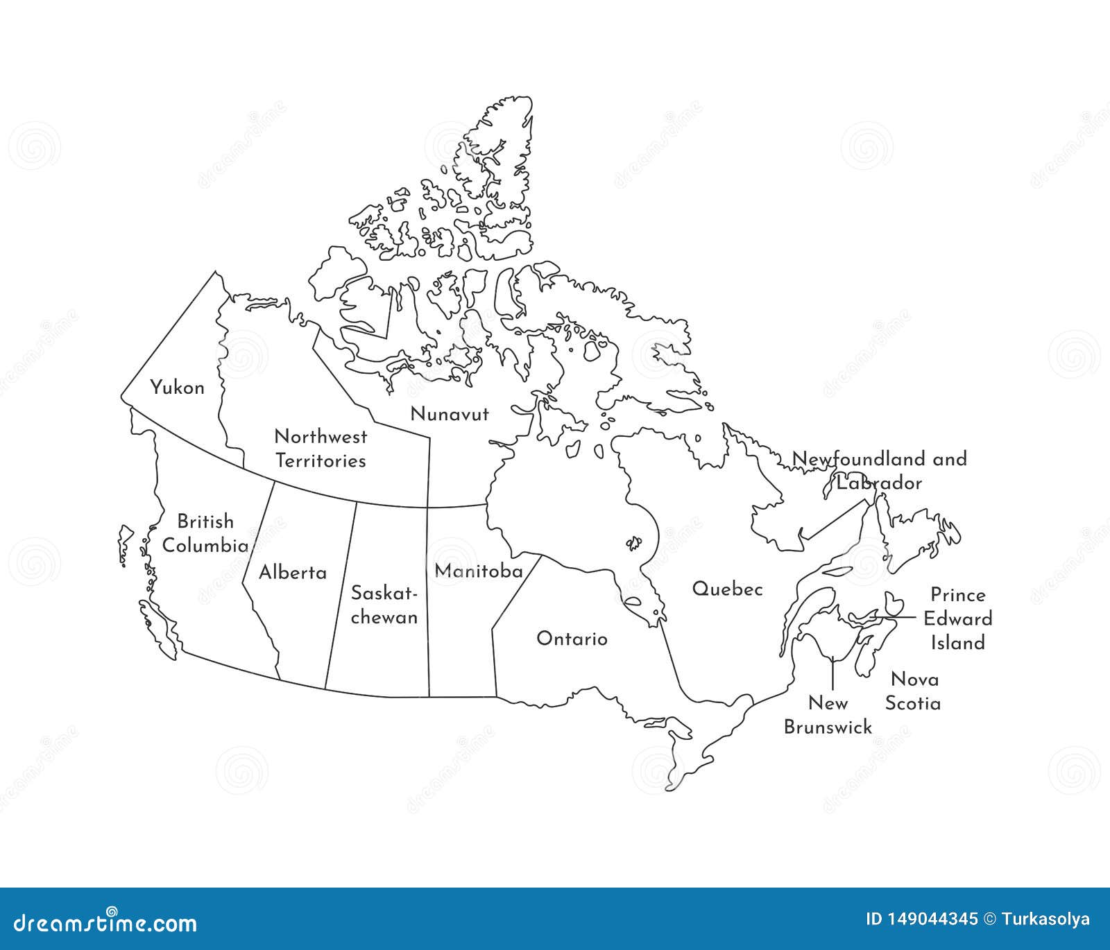 Vector Isolated Illustration of Simplified Administrative Map of Canada