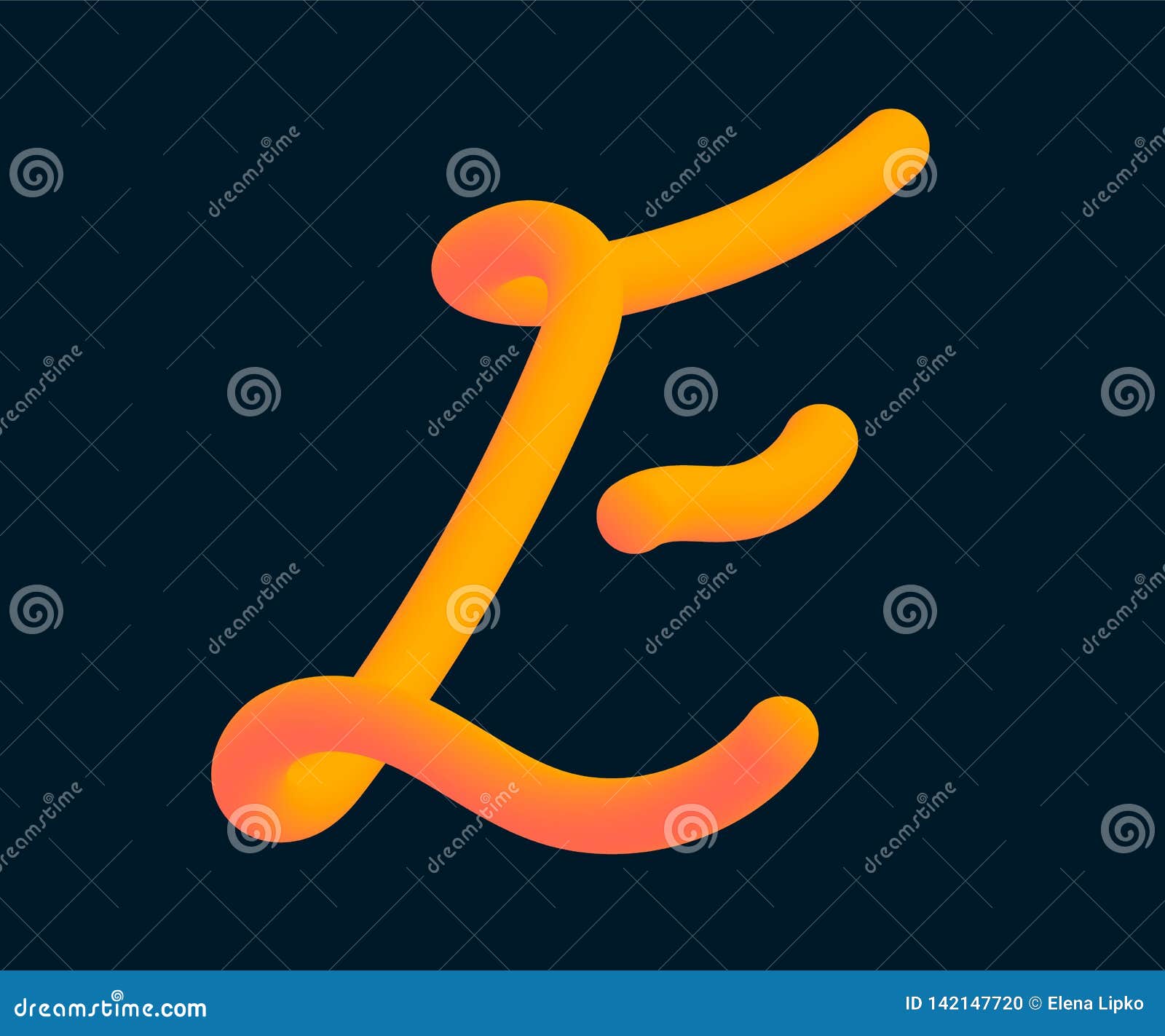 3d Vector Tube Of The Letter E Calligraphy Vector Illustration Stock Vector Illustration Of Decorative Handwritten