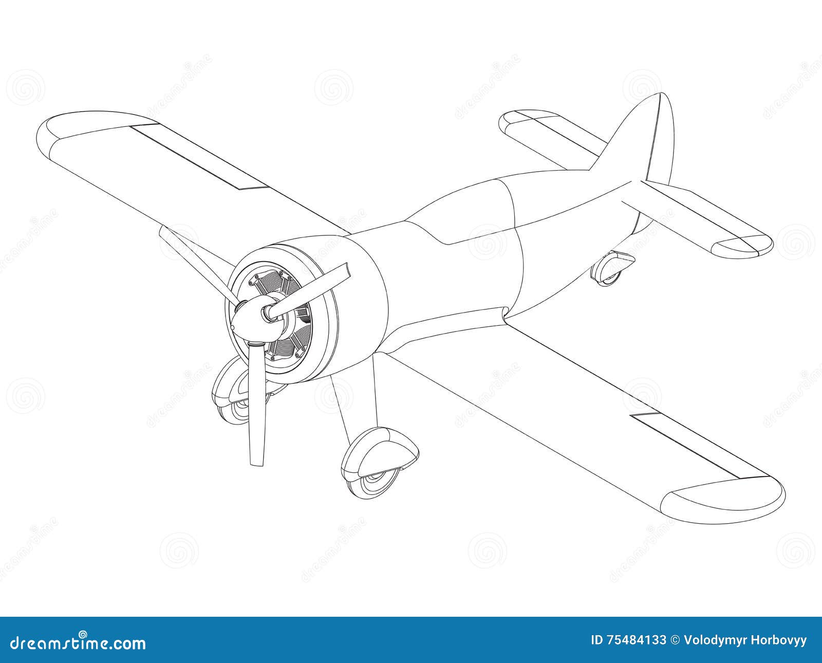 Vector Isolated Propeller Plane Drawing Stock Vector ...
