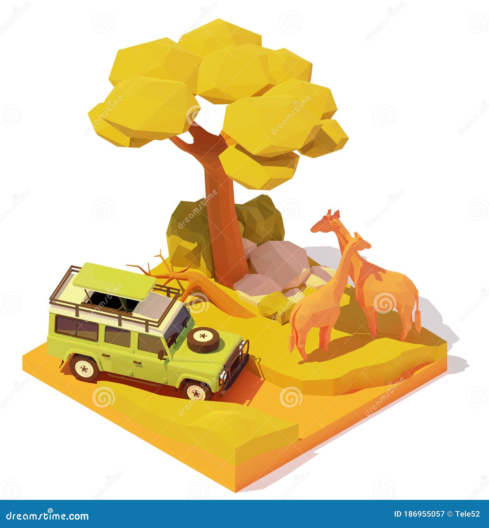 Download Safari Truck In African Savannah Royalty-Free Cartoon ...