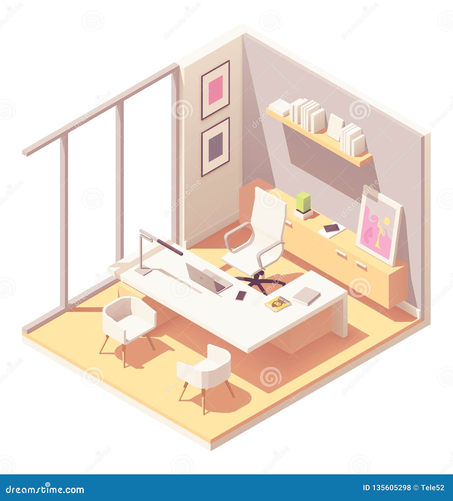 Vector Isometric Ceo Office Interior Stock Vector Illustration