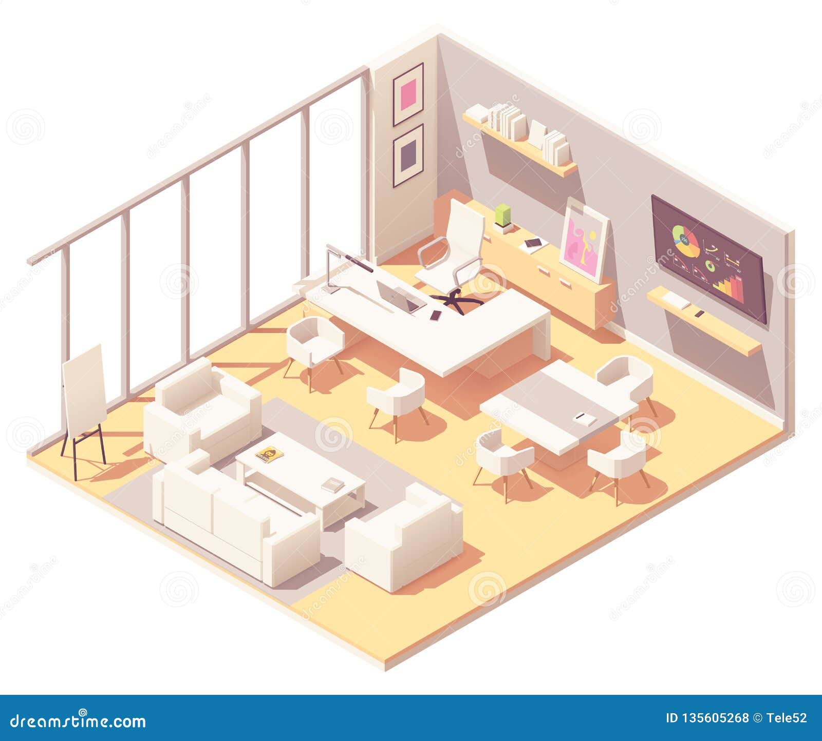 Vector Isometric Ceo Office Interior Stock Vector Illustration