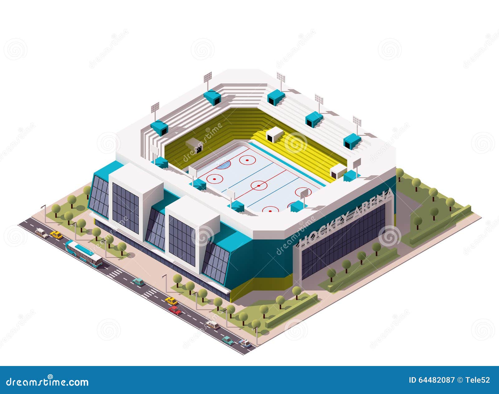 Vector Isometric Ice Hockey Arena Stock Vector Image 64482087