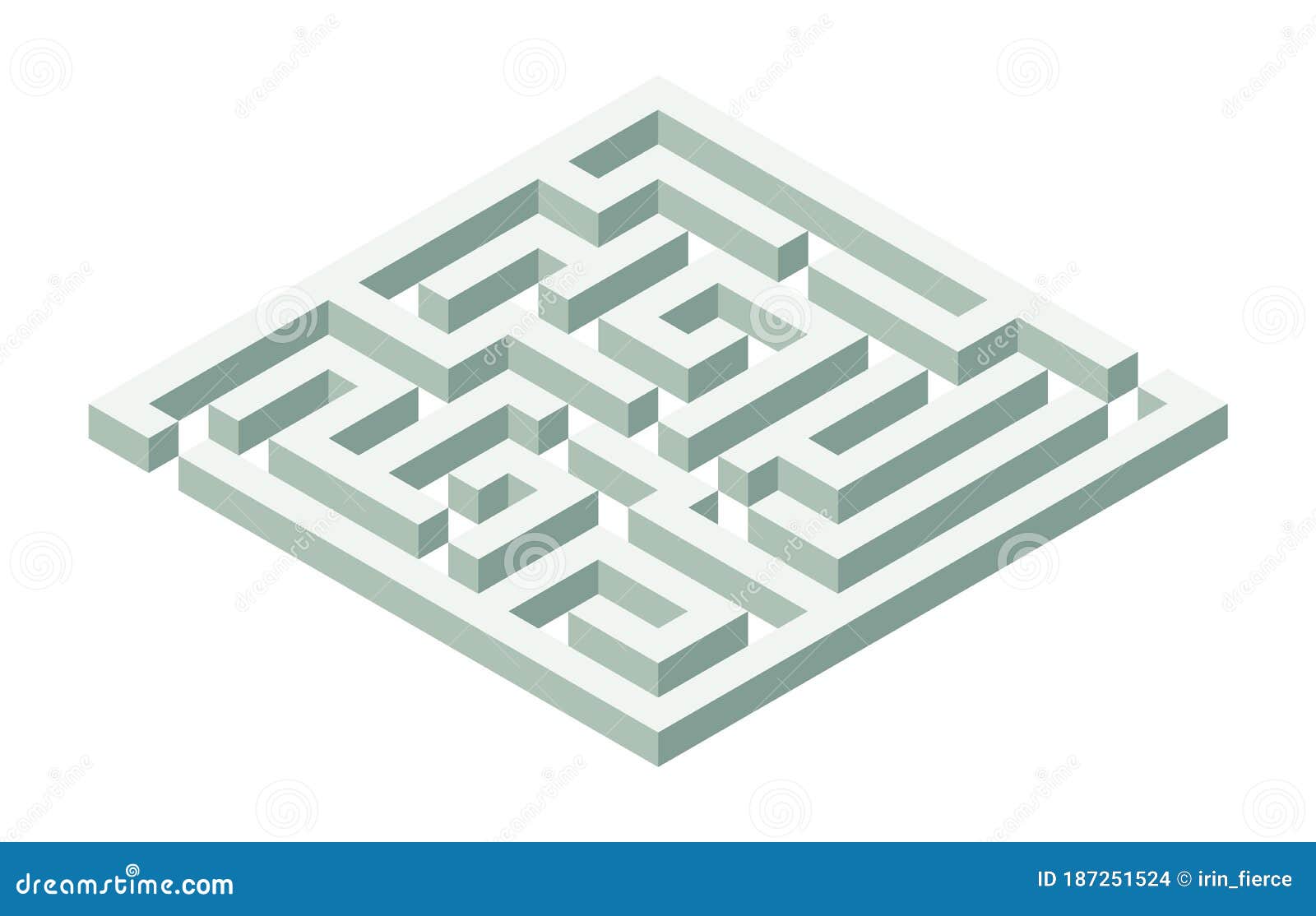 Vector Isometric Maze. Green Isometric Labyrinth on White Background