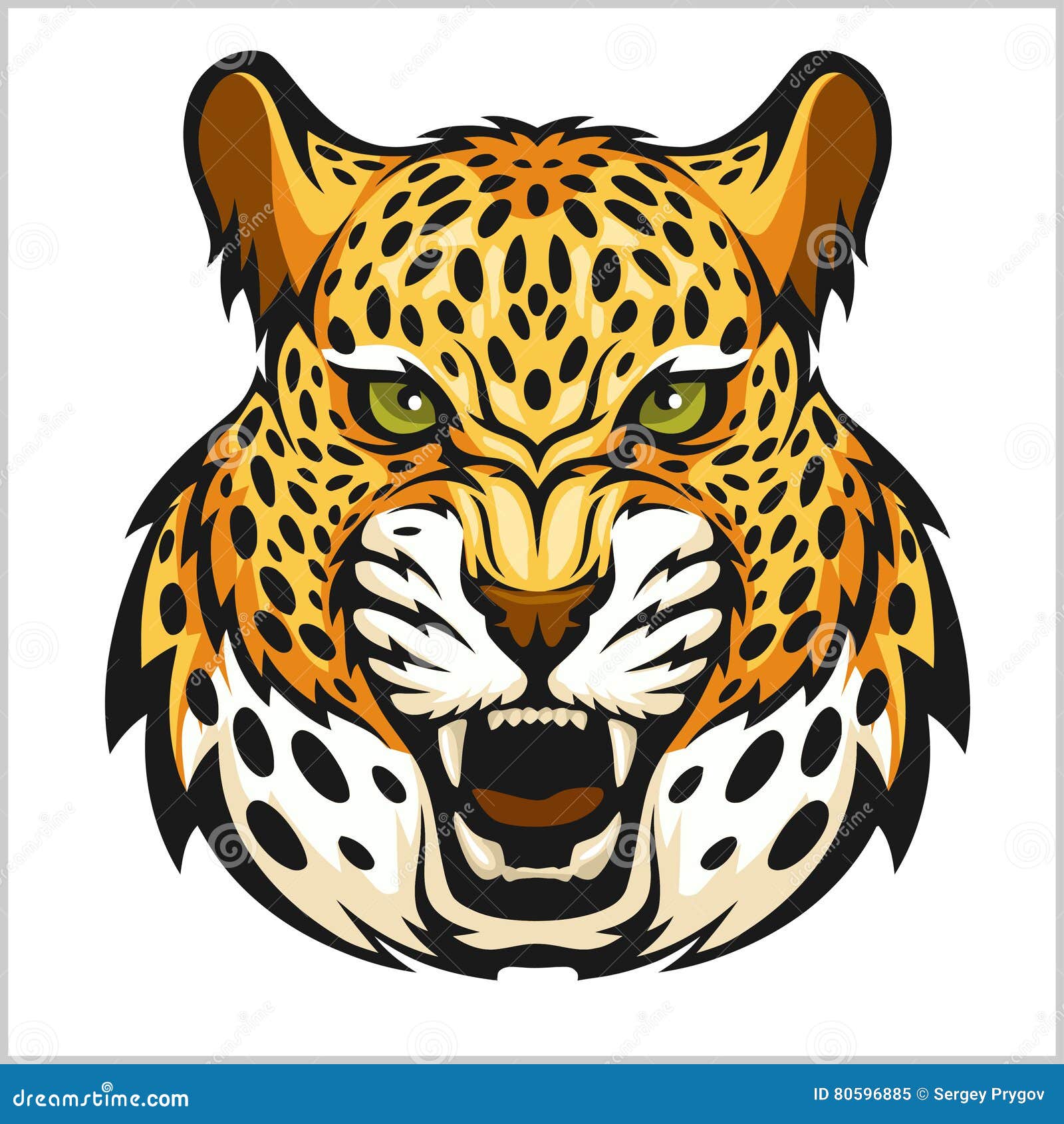 Vector Jaguar Portrait. Jaguars Head on White Background. Stock Vector