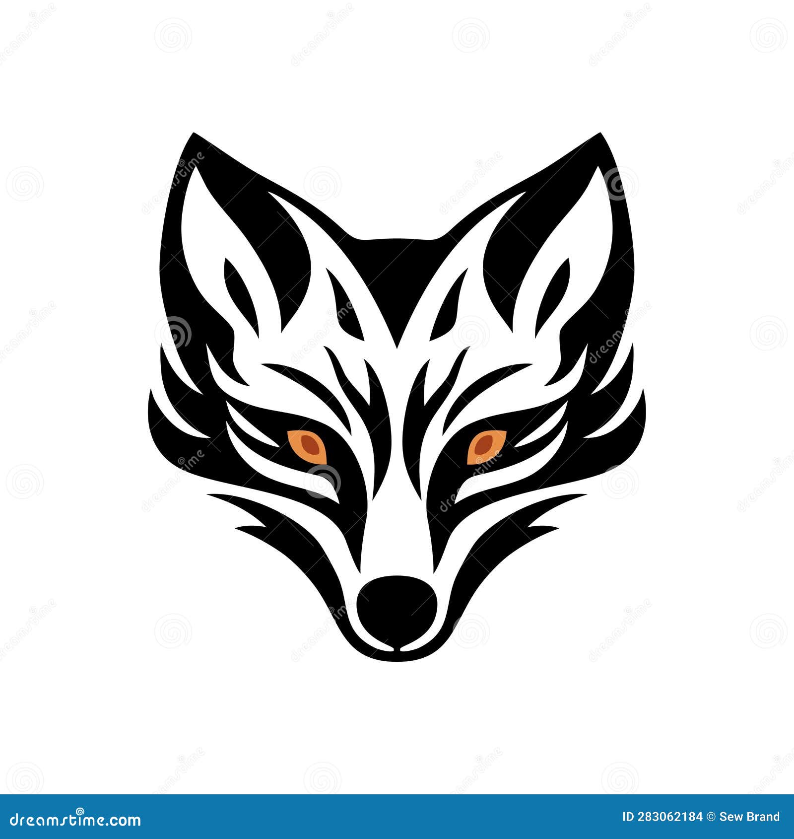 Fox Face Logo of Kitsune Clipart Stock Vector - Illustration of ...