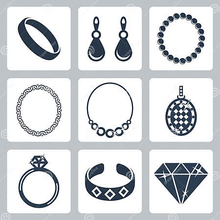 Vector jewelry icons set stock vector. Illustration of graphic - 34985134