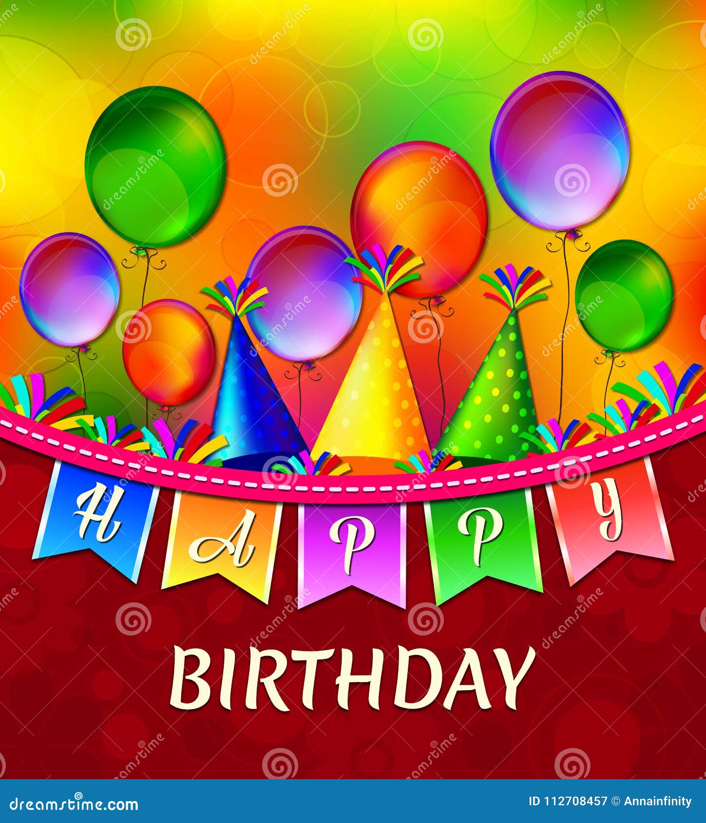 Happy Birthday Vector Greeting Card With Colorful Balloons Happy Birthday Vector Greeting Card With Colorful Balloons