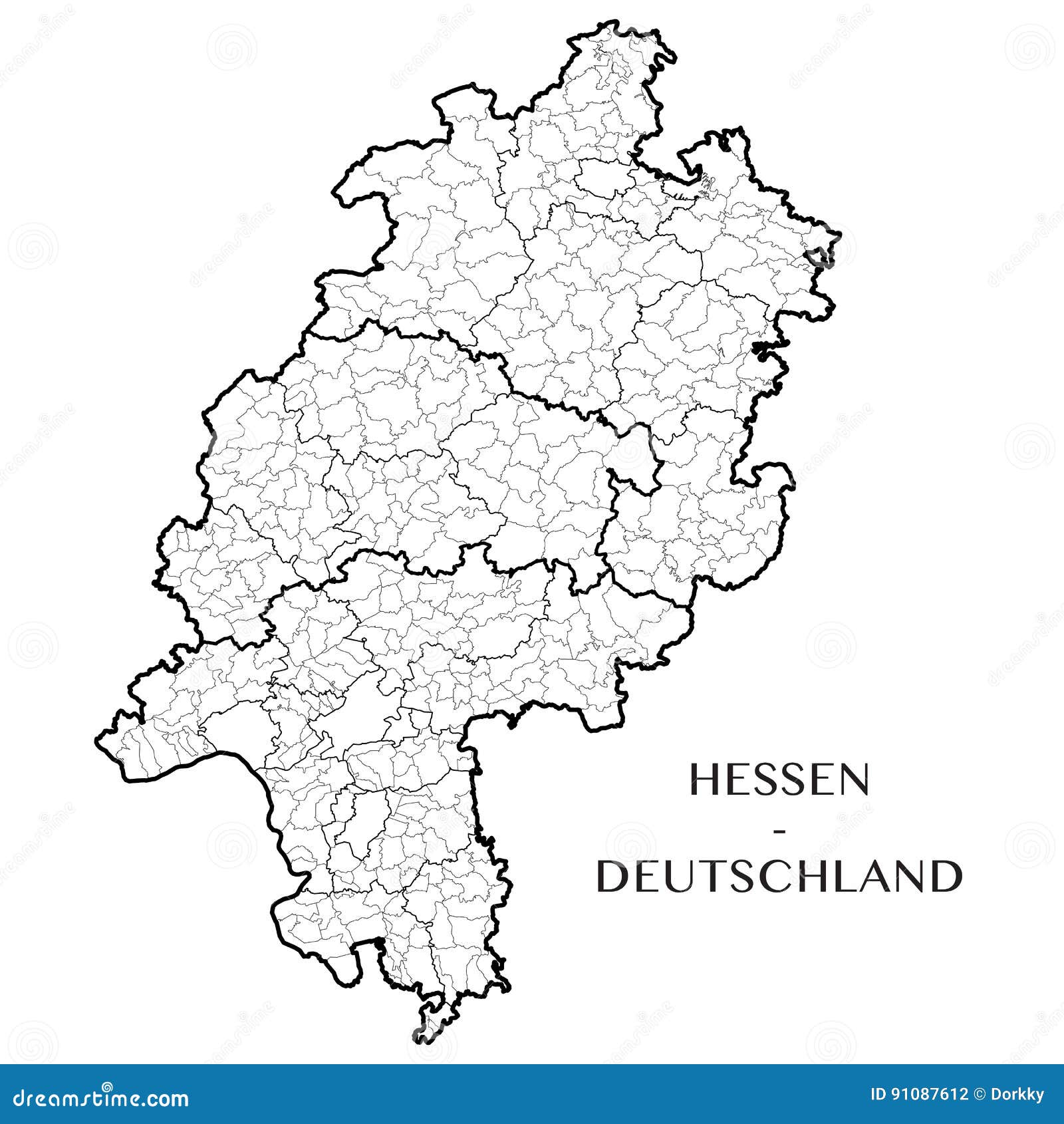 Vector Karte Des Bundeslands Von Hessen Deutschland Vektor Abbildung Illustration Von Hessen Bundeslands