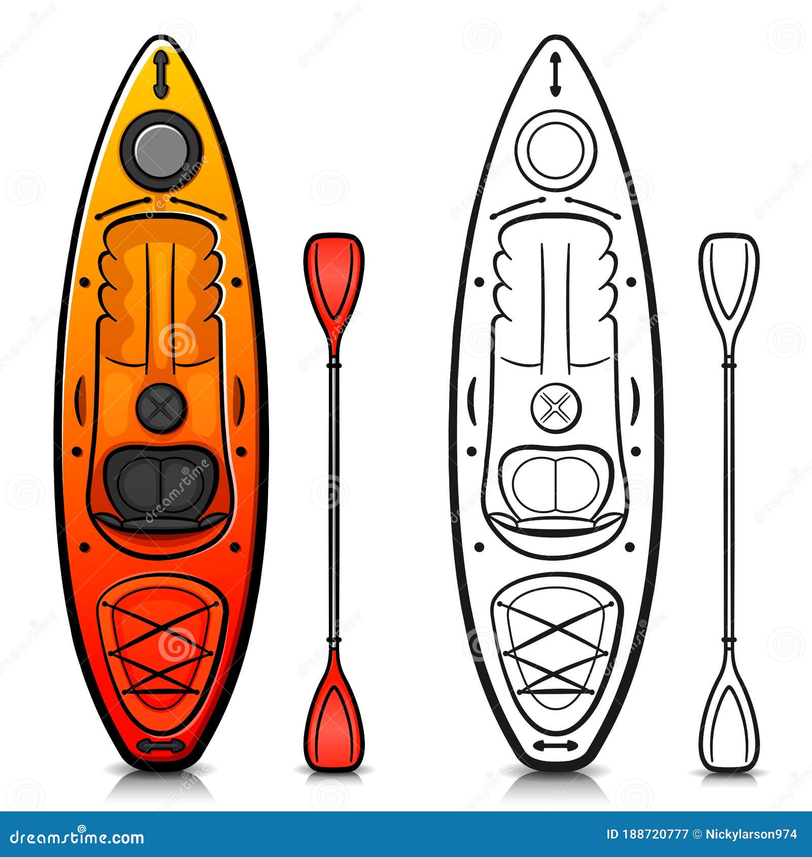 Vector Kayak Cartoon Isolated Design Stock Vector Illustration of