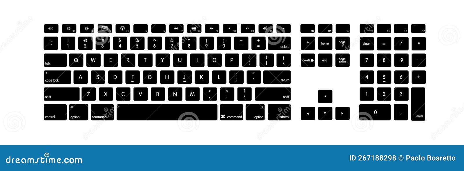 Vector Keyboard Keys Stickers. Computer Keyboard Buttons, Keys Template