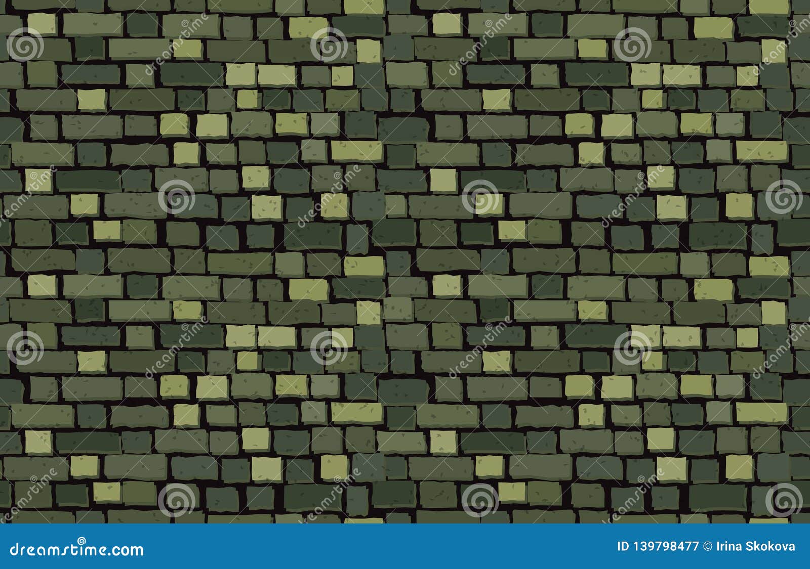 Vector Khaki Brick Wall Background. Seamless Texture Stock Illustration
