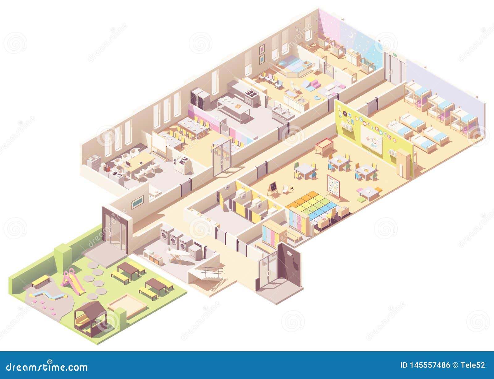 Vector Kindergarten Cross Section Stock Vector Illustration Of